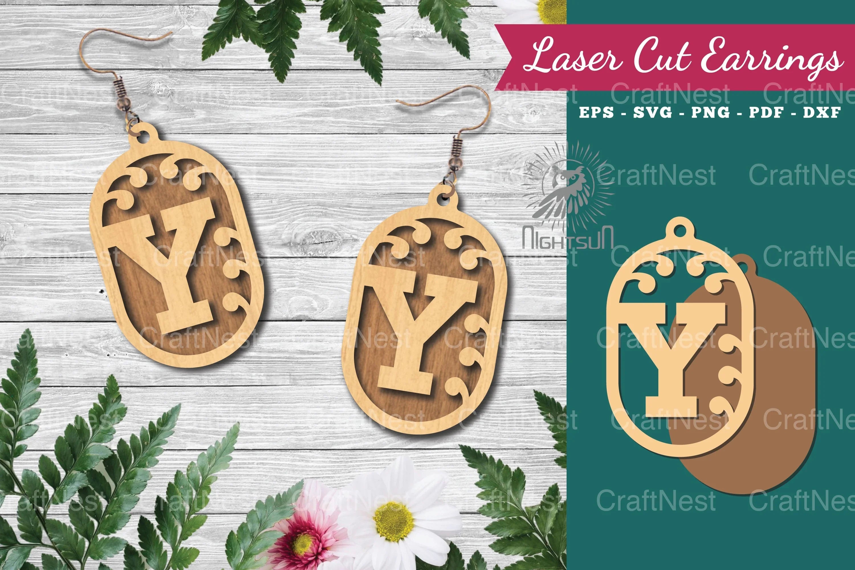 Letter Y Laser Cut Earrings Design Bundle - CraftNest - Digital Crafting and Art