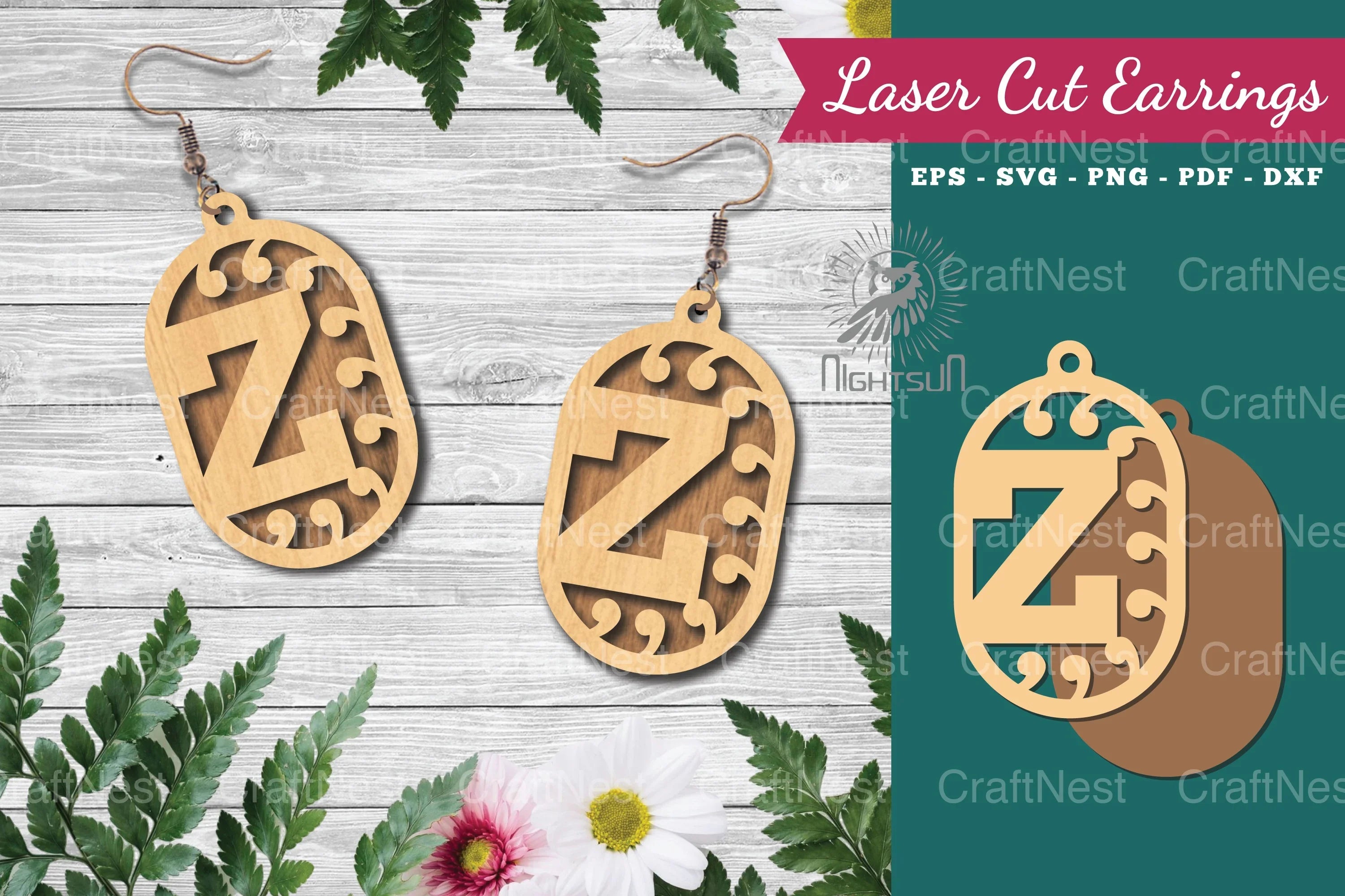 Z Letter Laser Cut Earrings Design Bundle - CraftNest - Digital Crafting and Art