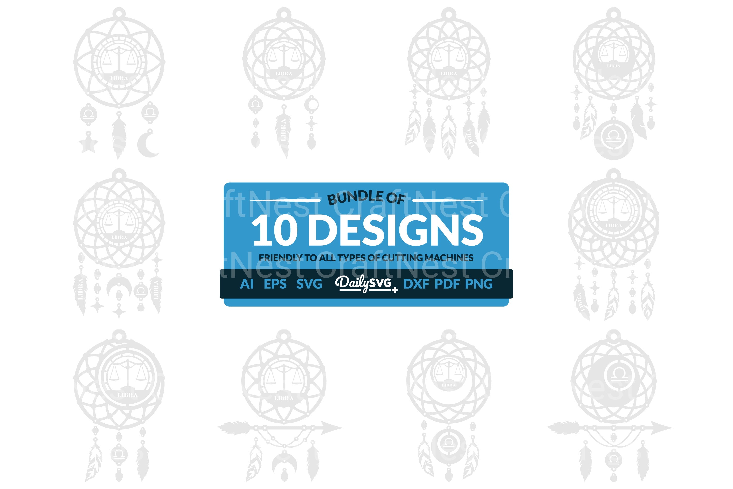 Libra Dream Catcher Laser Cut Clipart Set