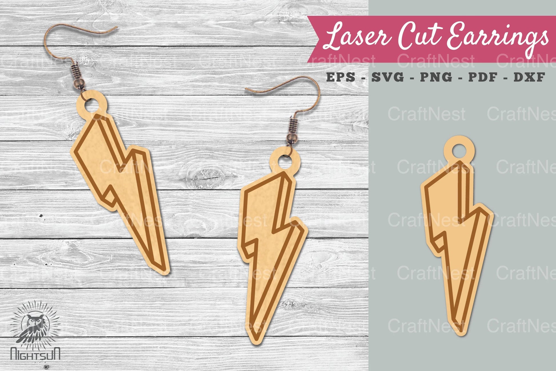 Lightning Laser Cut Earrings SVG Bundle - CraftNest - Digital Crafting and Art