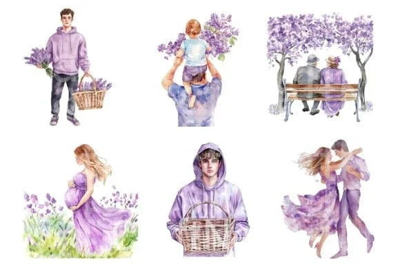Lilac Spring Family Clipart Bundle - CraftNest - Digital Crafting and Art