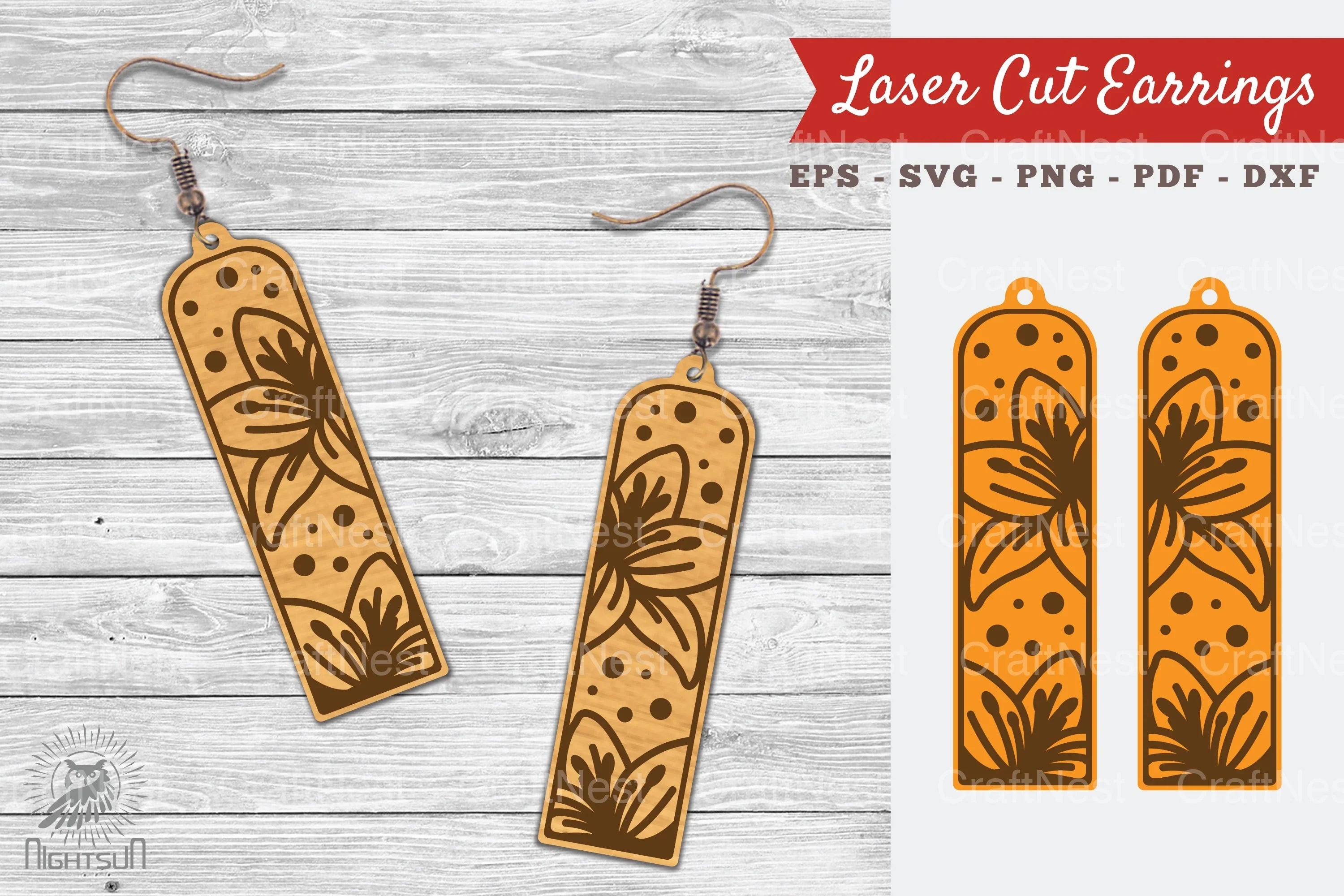 Lily Flower Laser Cut Earrings Design Bundle - CraftNest - Digital Crafting and Art