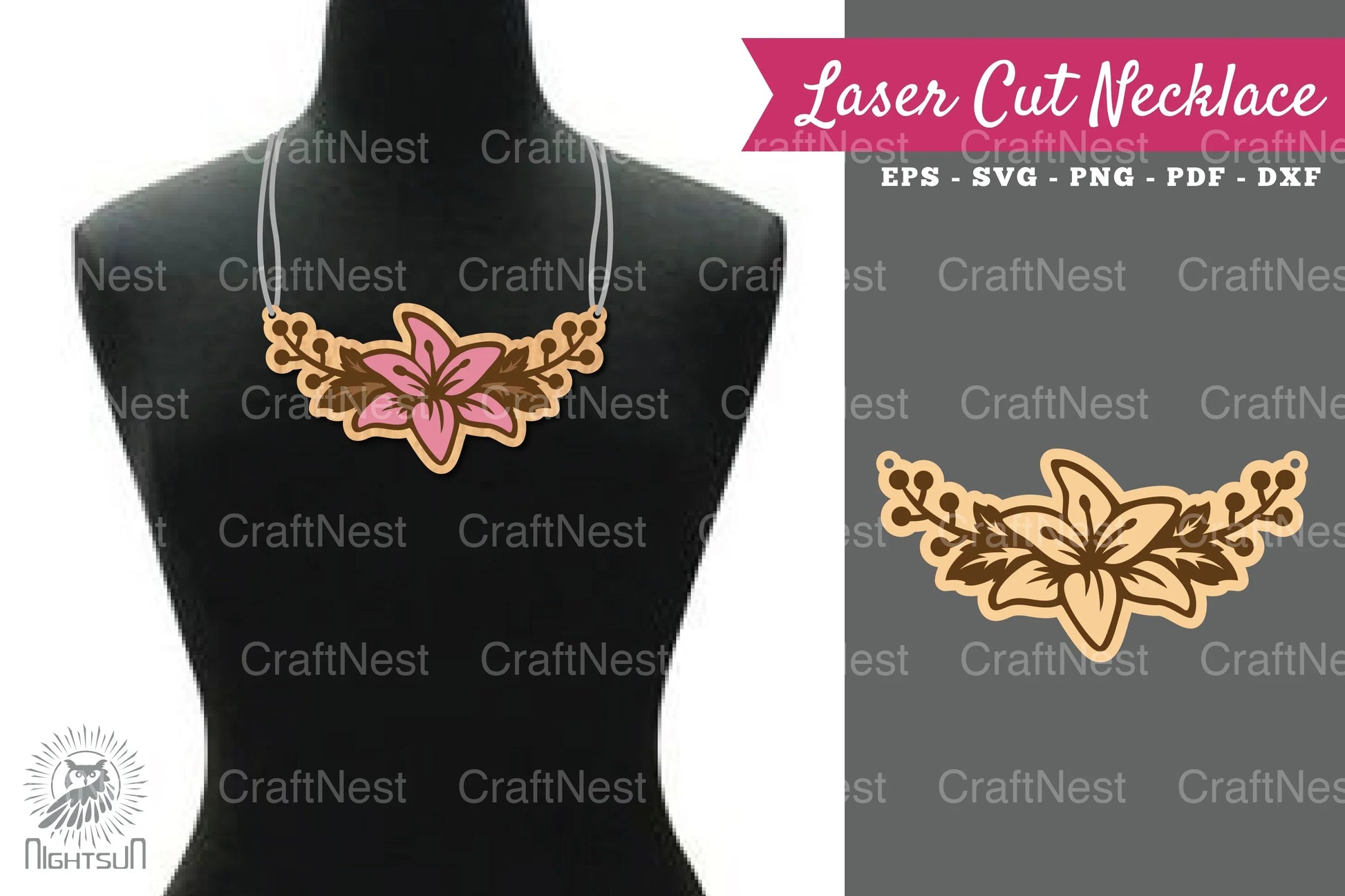 Lily Flower Laser Cut Necklace Design Clipart Bundle - CraftNest - Digital Crafting and Art