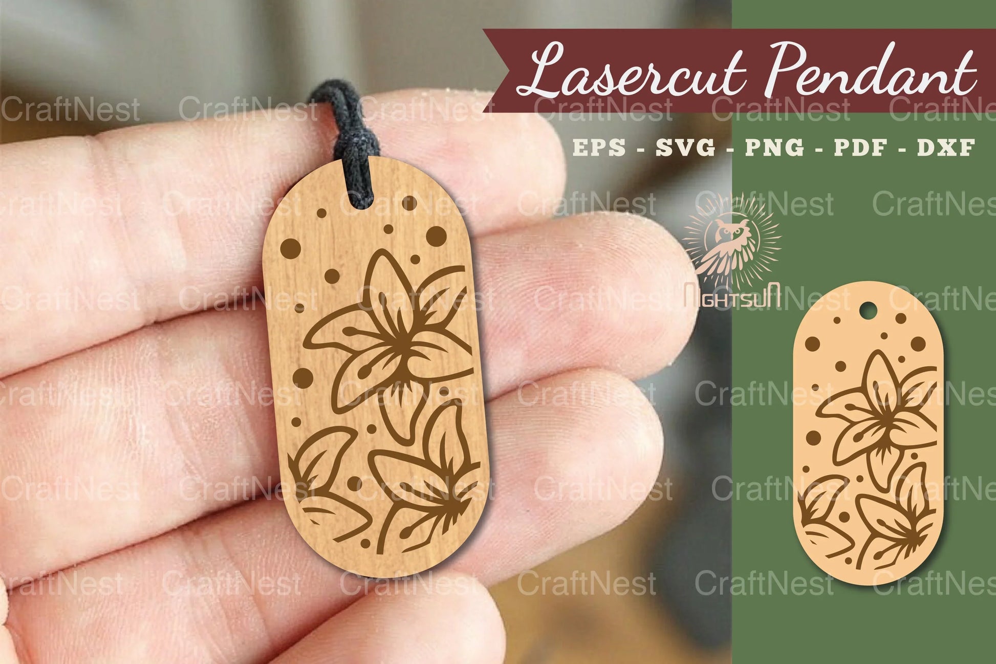 Lily Flower Lasercut Pendant Design Bundle - CraftNest - Digital Crafting and Art