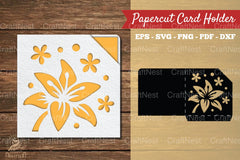 Lily Flower Papercut Card Holder Clipart Bundle - CraftNest - Digital Crafting and Art