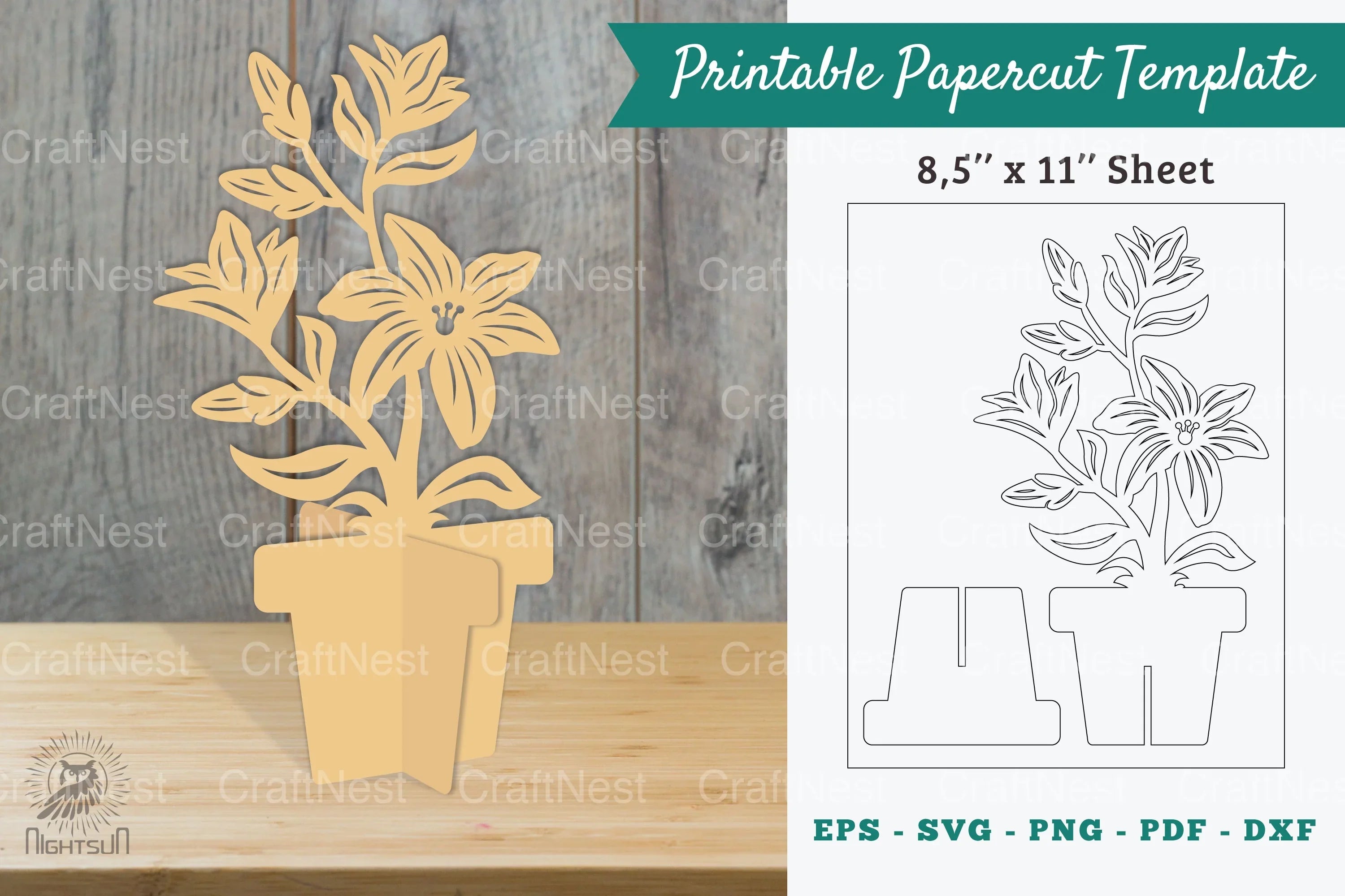 Lily Flowers Printable Cut Template Bundle - CraftNest - Digital Crafting and Art