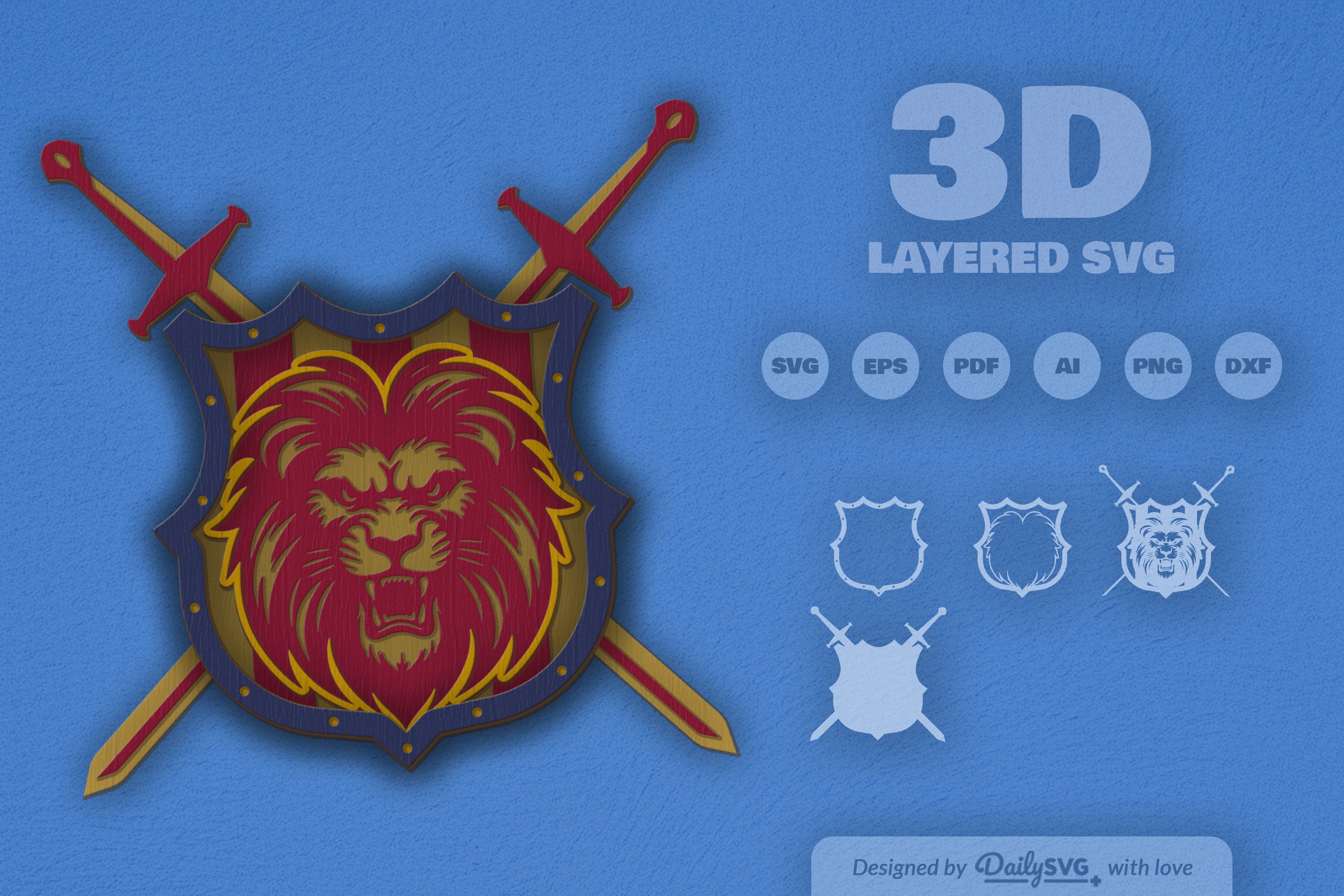 Lion Shield Laser Cut SVG Bundle