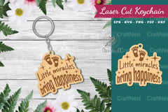 Little Miracles Bring Happiness Laser Cut Keychain Design - CraftNest - Digital Crafting and Art