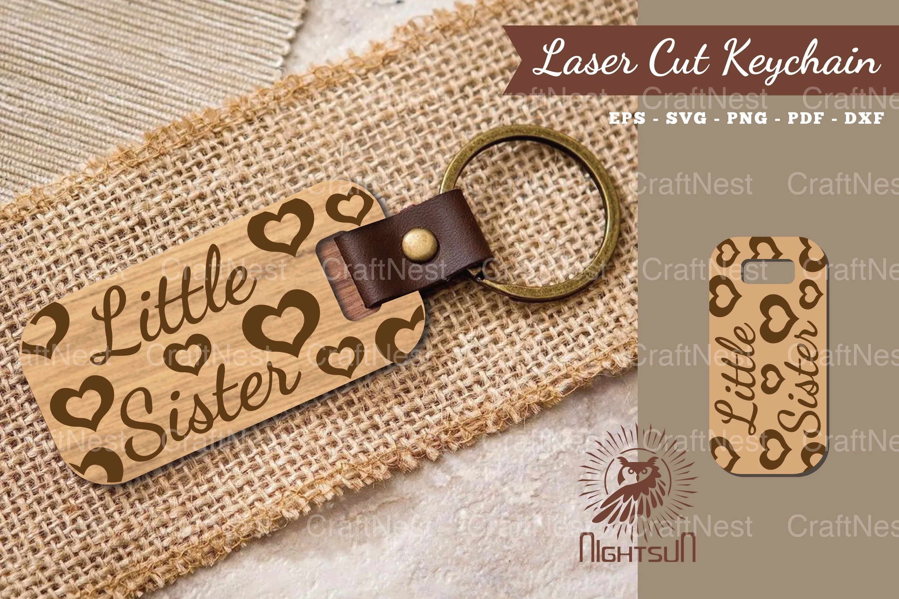 Little Sister Laser Cut Keychain Design - CraftNest - Digital Crafting and Art