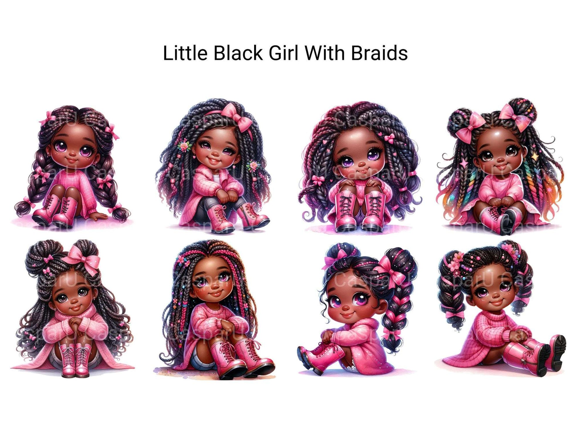 Little Black Girl with Braids - CraftNest - Digital Crafting and Art