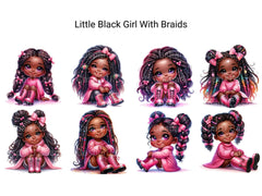 Little Black Girl with Braids - CraftNest - Digital Crafting and Art