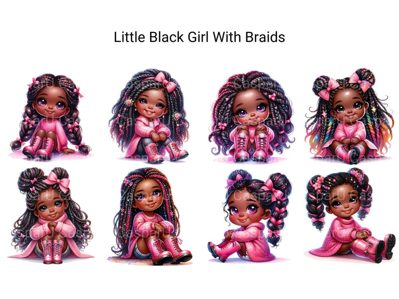 Little Black Girl with Braids - CraftNest - Digital Crafting and Art