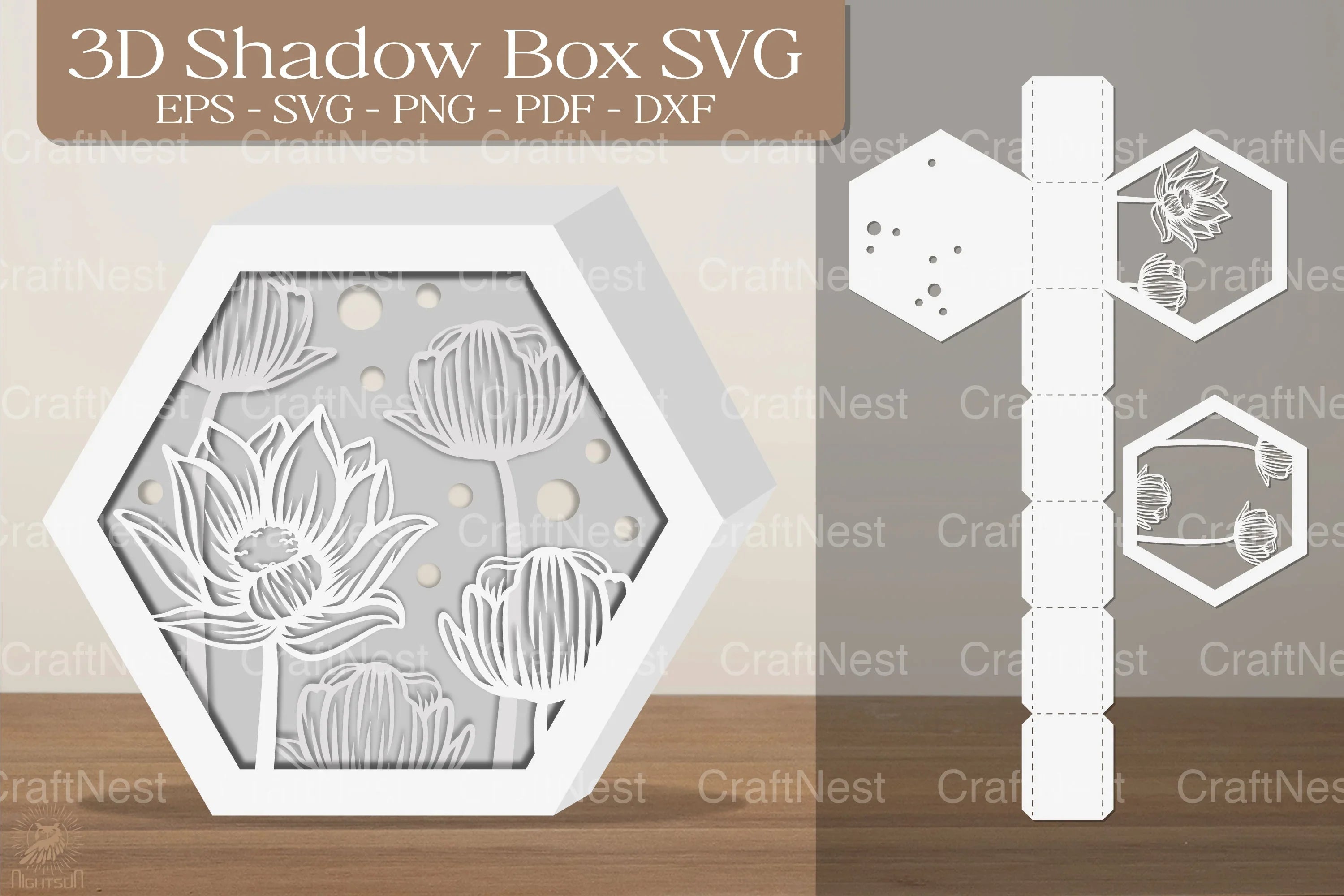 Lotus Flower 3D Shadow Box Clipart Bundle - CraftNest - Digital Crafting and Art