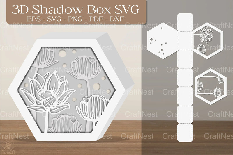 Lotus Flower 3D Shadow Box Clipart Bundle - CraftNest - Digital Crafting and Art