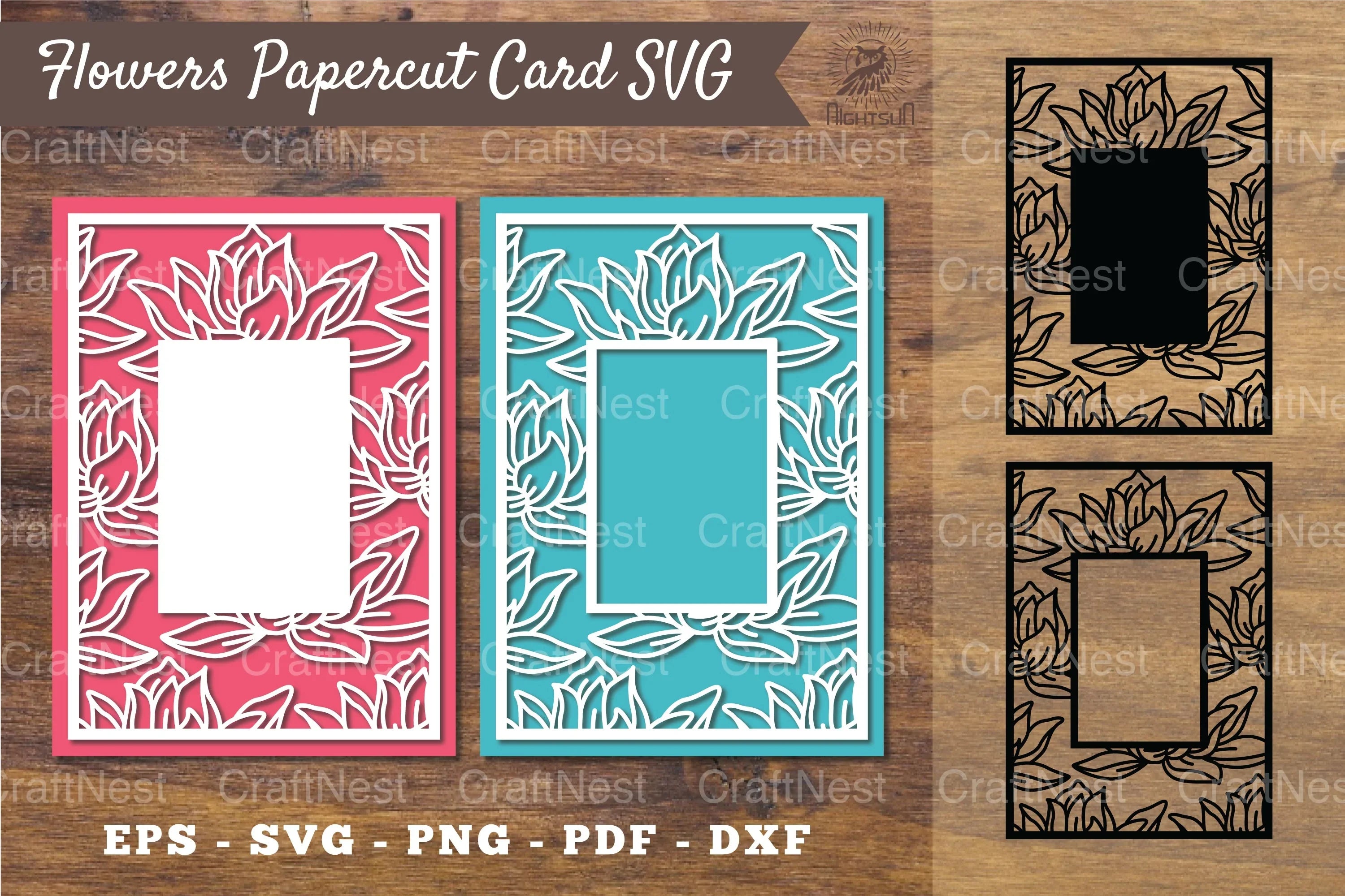 Lotus Flower Papercut Card Design Bundle - CraftNest - Digital Crafting and Art