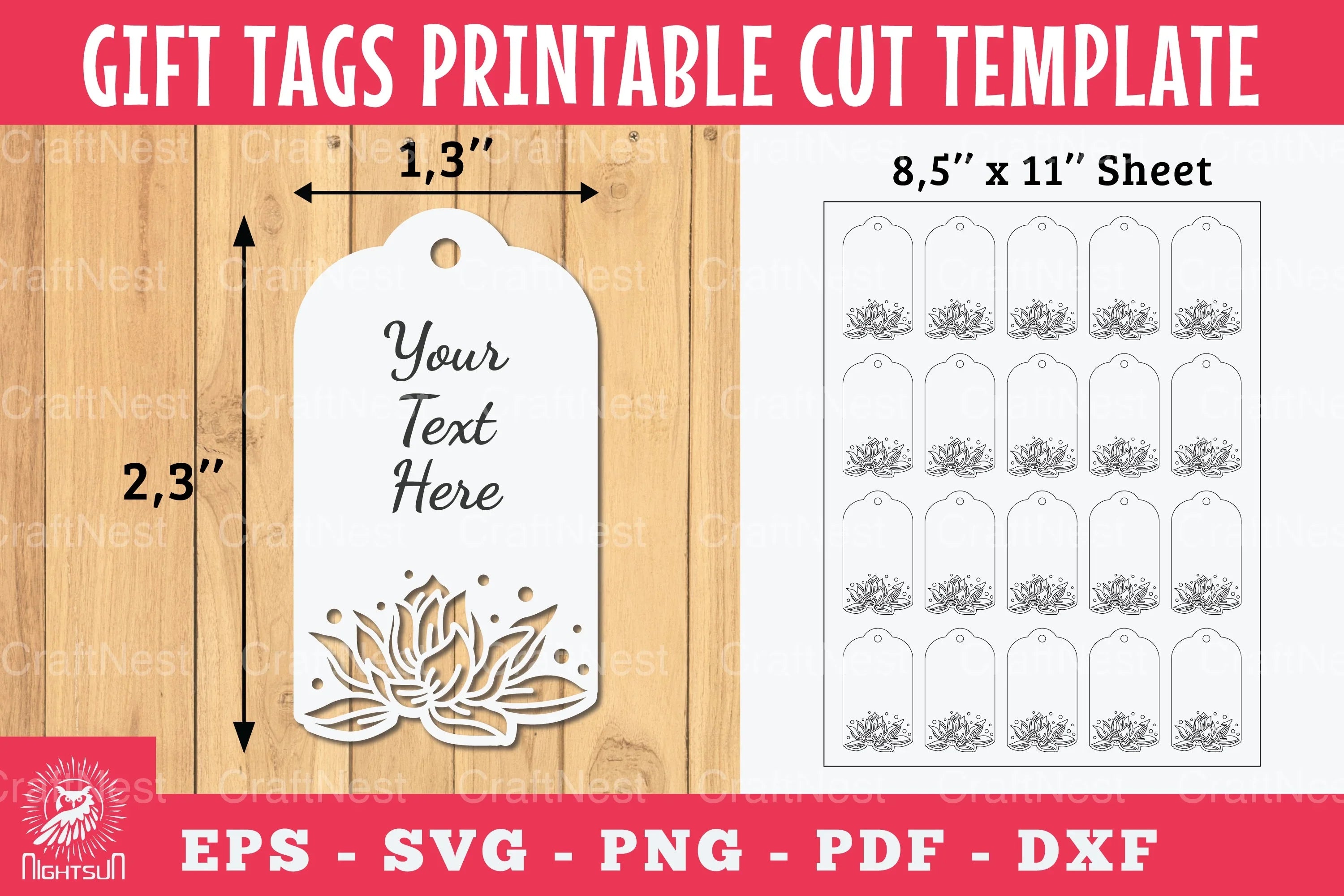 Lotus Gift Tags Printable Bundle - CraftNest - Digital Crafting and Art