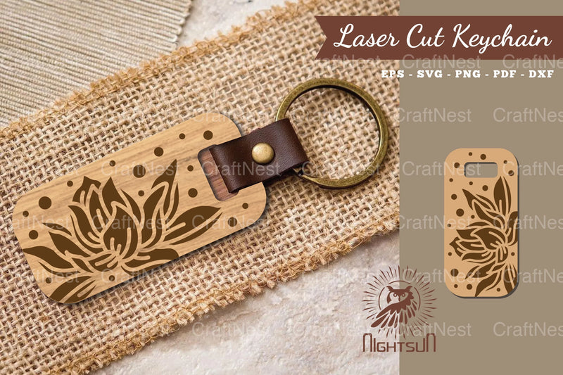 Lotus Laser Cut Keychain Design Bundle - CraftNest - Digital Crafting and Art