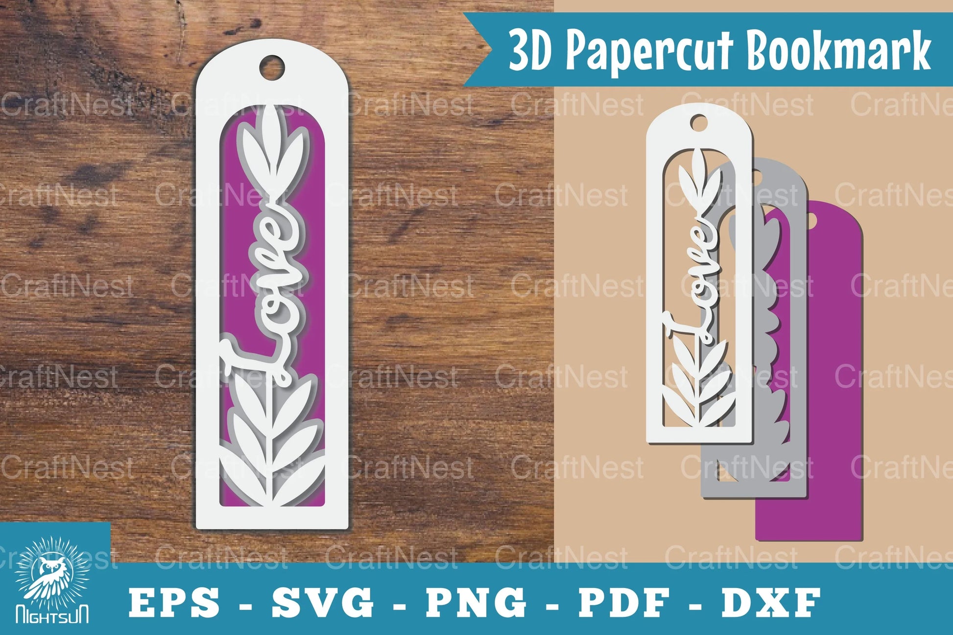 Love 3D Papercut Bookmark Clipart Bundle - CraftNest - Digital Crafting and Art
