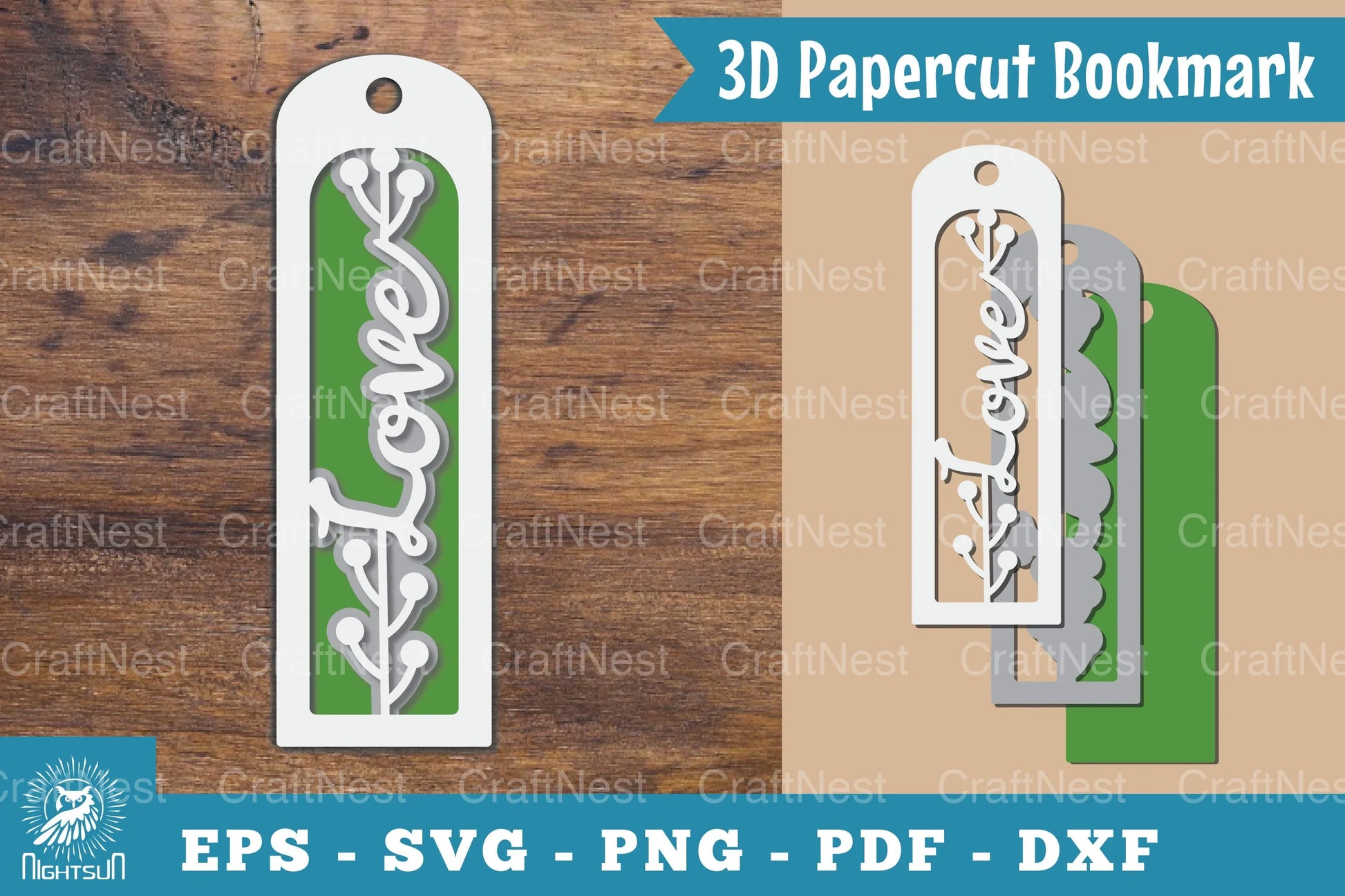 Love 3D Papercut Bookmark Clipart Bundle - CraftNest - Digital Crafting and Art