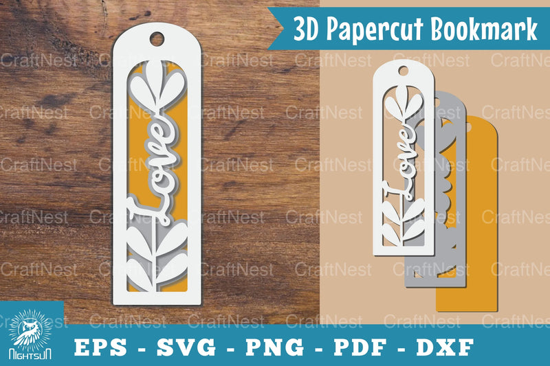Love 3D Papercut Bookmark SVG Design Bundle - CraftNest - Digital Crafting and Art