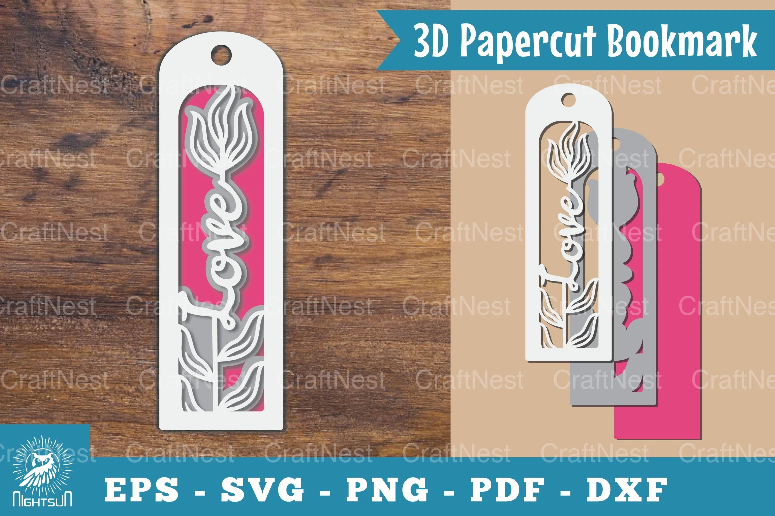 Love 3D Papercut Bookmark Clipart Bundle - CraftNest - Digital Crafting and Art