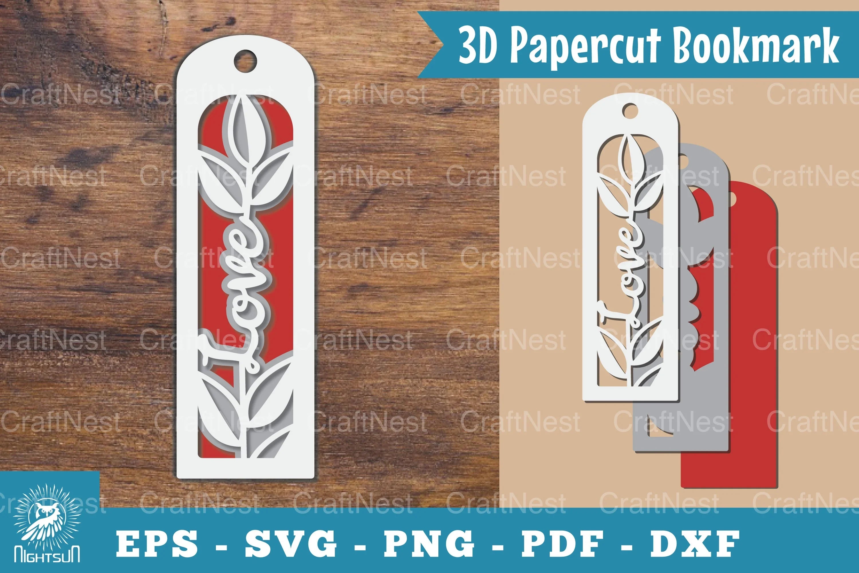 Love 3D Papercut Bookmark Clipart Bundle - CraftNest - Digital Crafting and Art
