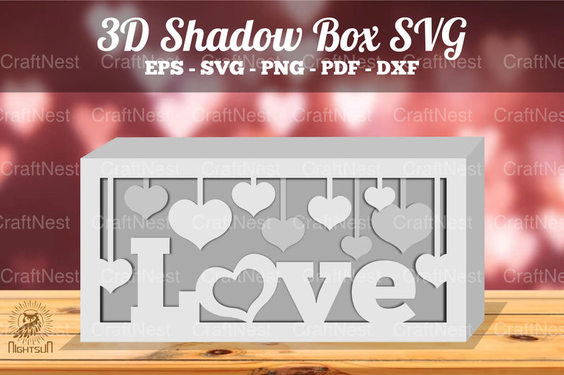 Love 3D Shadow Box Template - Clipart Bundle - CraftNest - Digital Crafting and Art
