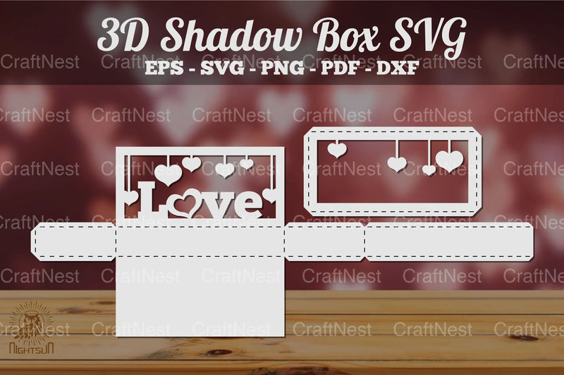 Love 3D Shadow Box Template - Clipart Bundle - CraftNest - Digital Crafting and Art