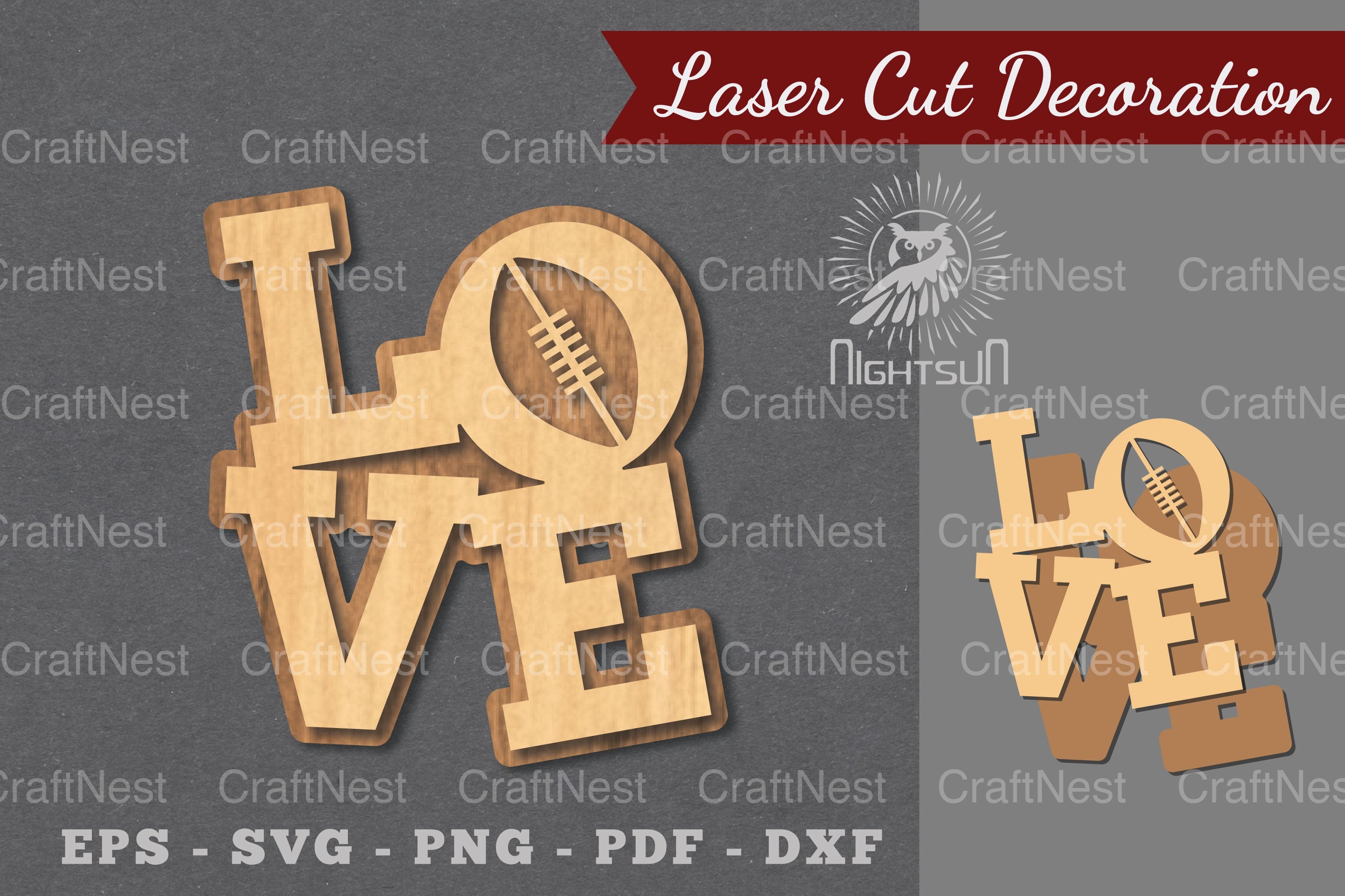 Love American Football Laser Cut Decoration Clipart Bundle - CraftNest - Digital Crafting and Art