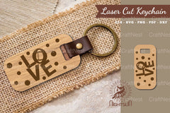 Love American Football Laser Cut Keychain Design - CraftNest - Digital Crafting and Art