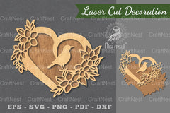 Love Bird Laser Cut Decoration Clipart Bundle - CraftNest - Digital Crafting and Art