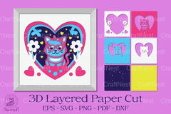 Love Cat 3D Layered Papercut Clipart Bundle - CraftNest - Digital Crafting and Art