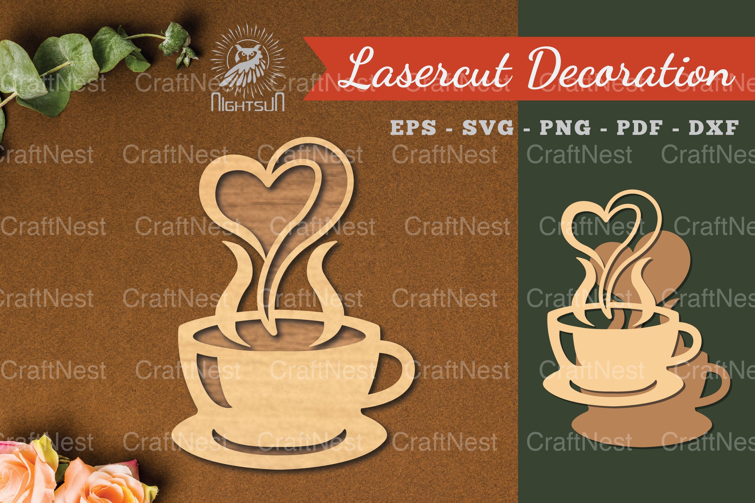 Love Coffee Laser Cut Decoration - Clipart Bundle - CraftNest - Digital Crafting and Art