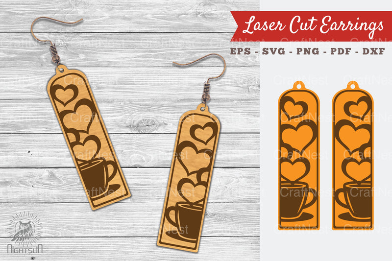 Love Coffee Laser Cut Earrings Clipart Bundle - CraftNest - Digital Crafting and Art
