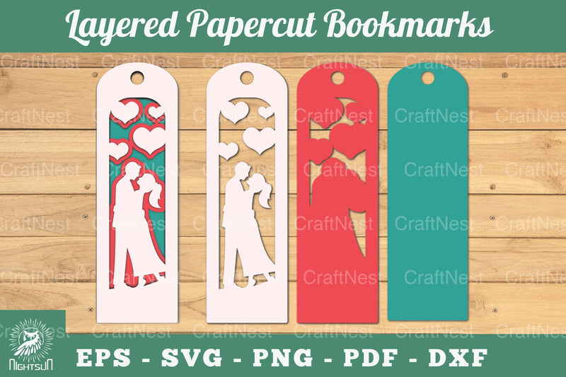 Love Couple Layered Papercut Bookmarks Clipart Bundle - CraftNest - Digital Crafting and Art