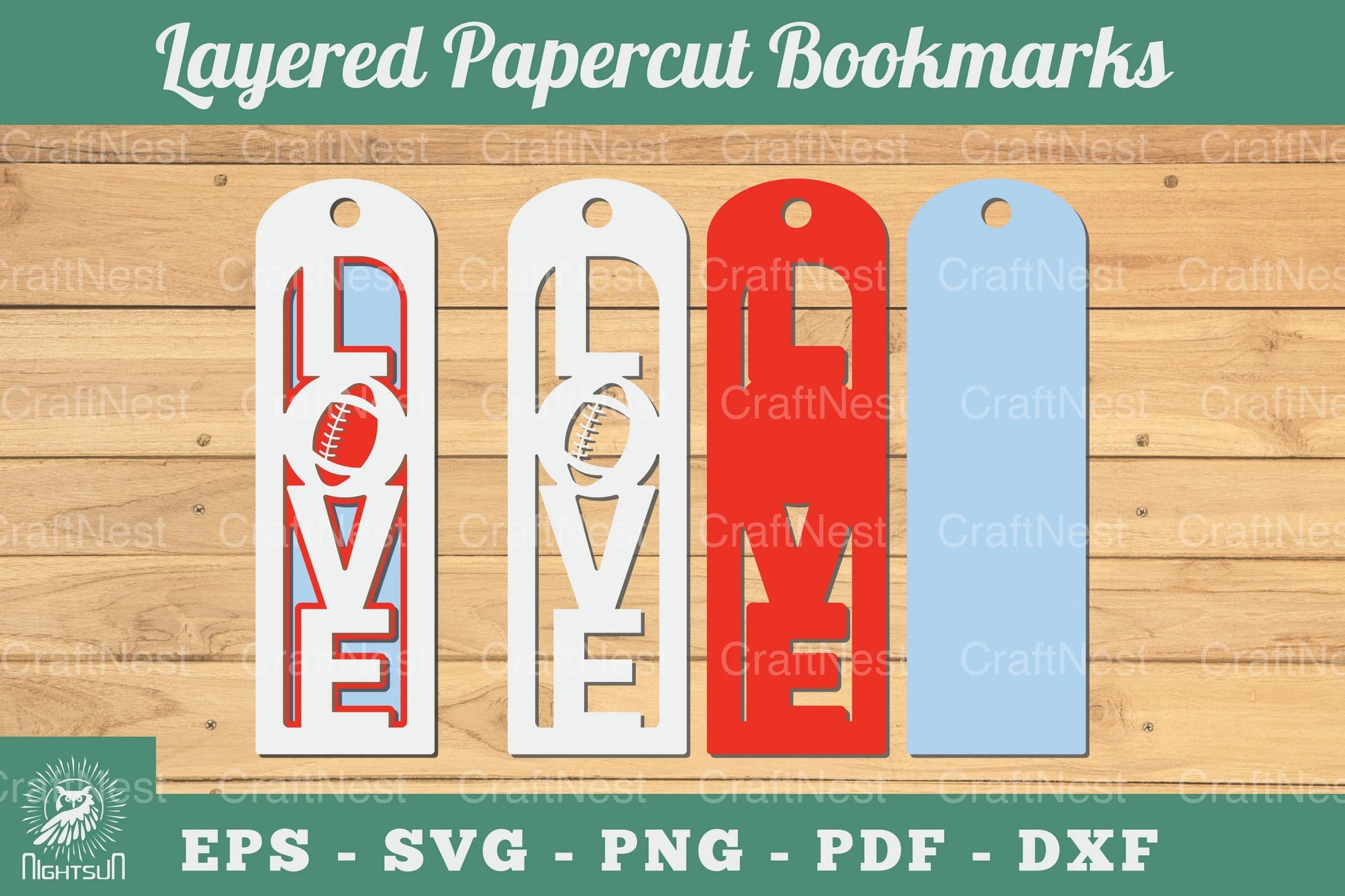 Love Football 3D Papercut Bookmarks Bundle - CraftNest - Digital Crafting and Art