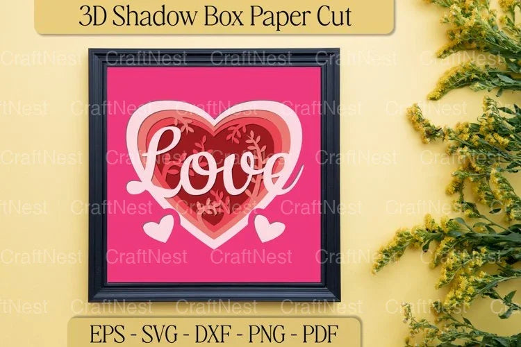 Love Heart Shape 3D Shadow Box Clipart Bundle - CraftNest - Digital Crafting and Art