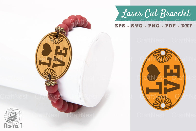 Love Laser Cut Bracelet SVG Design Bundle - CraftNest - Digital Crafting and Art