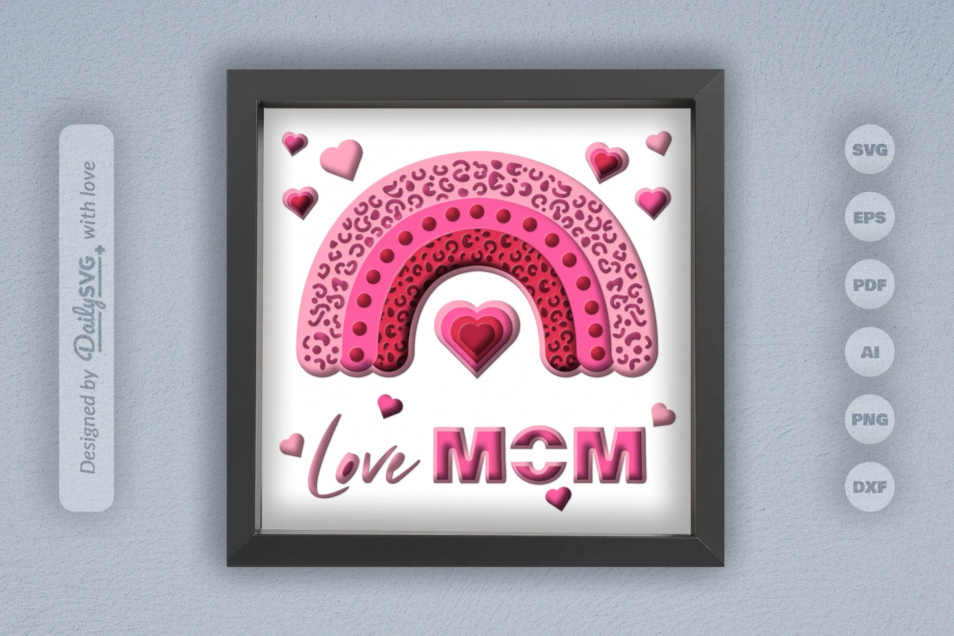 Love Mom Valentine 3D Shadow Box Papercut SVG Bundle - CraftNest - Digital Crafting and Art