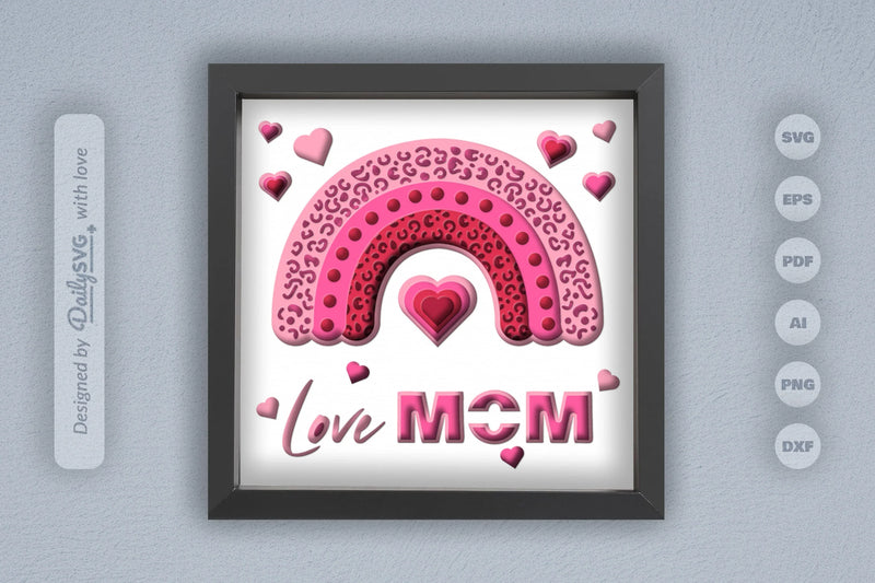 Love Mom Valentine 3D Shadow Box Papercut SVG Bundle - CraftNest - Digital Crafting and Art