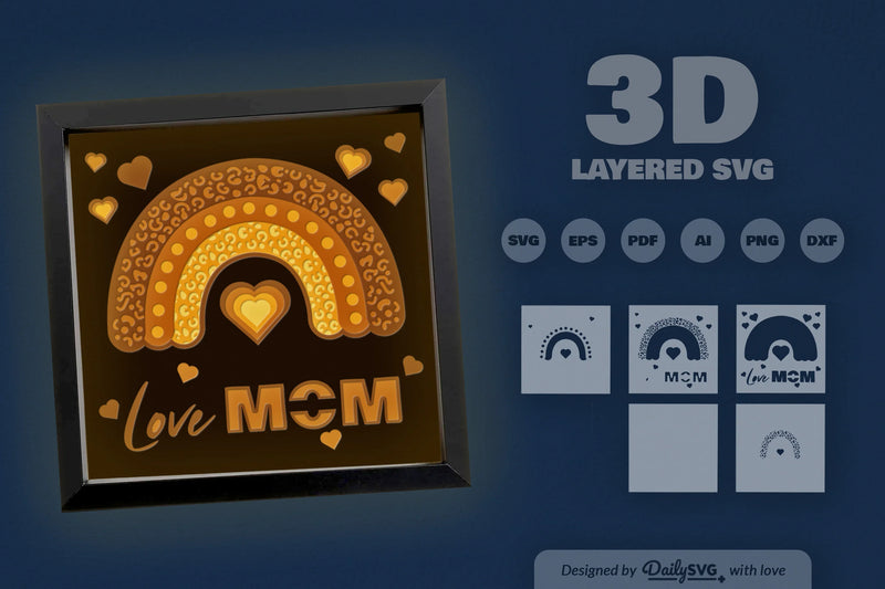 Love Mom Valentine 3D Shadow Box Papercut SVG Bundle - CraftNest - Digital Crafting and Art