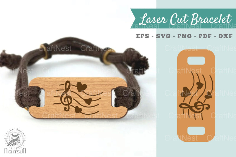 Love Music Laser Cut Bracelet Design Bundle - CraftNest - Digital Crafting and Art