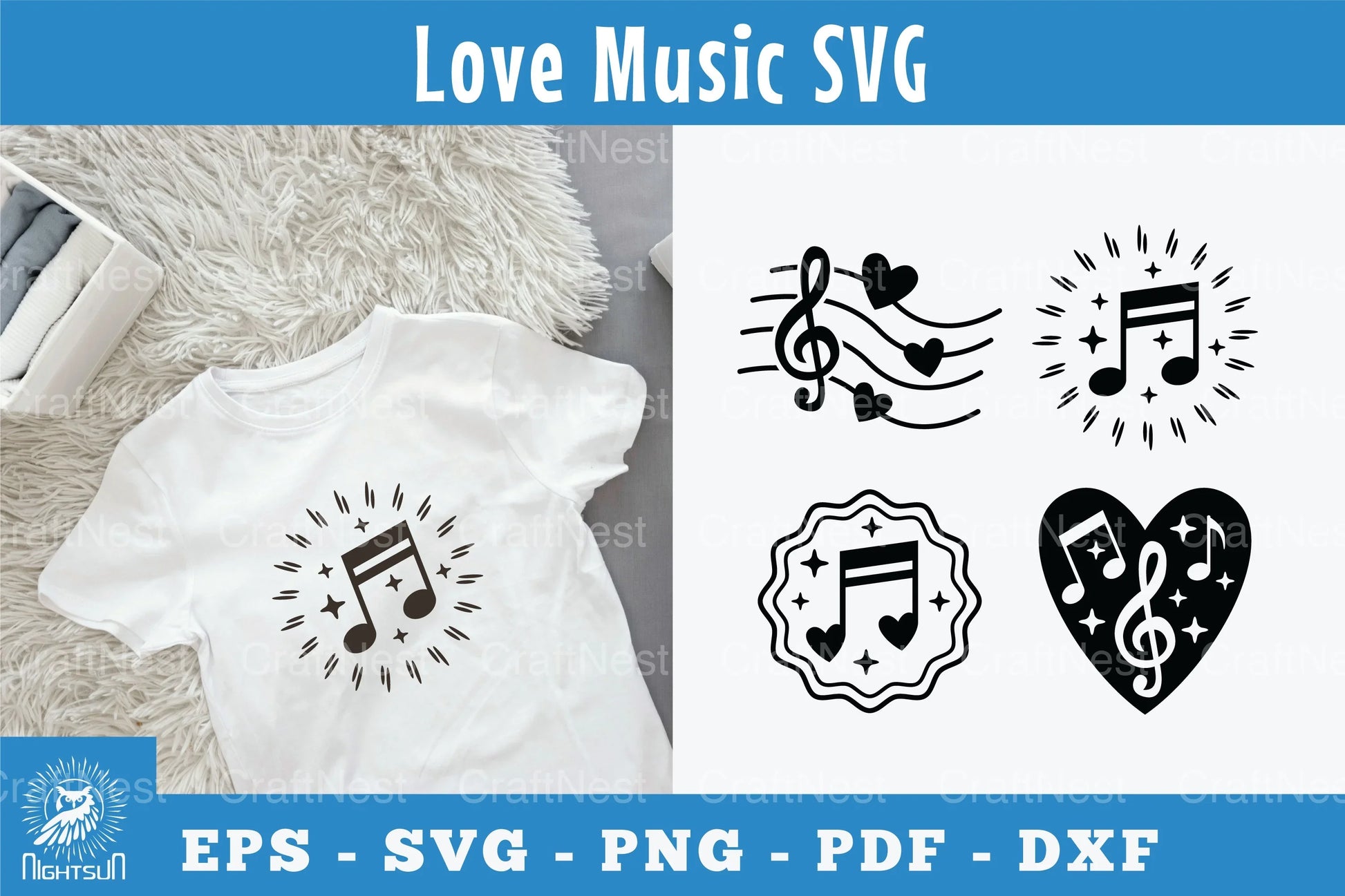 Love Music Note Silhouette Clipart Bundle - CraftNest - Digital Crafting and Art