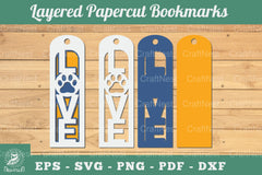 Love Paw 3D Papercut Bookmarks Bundle - CraftNest - Digital Crafting and Art