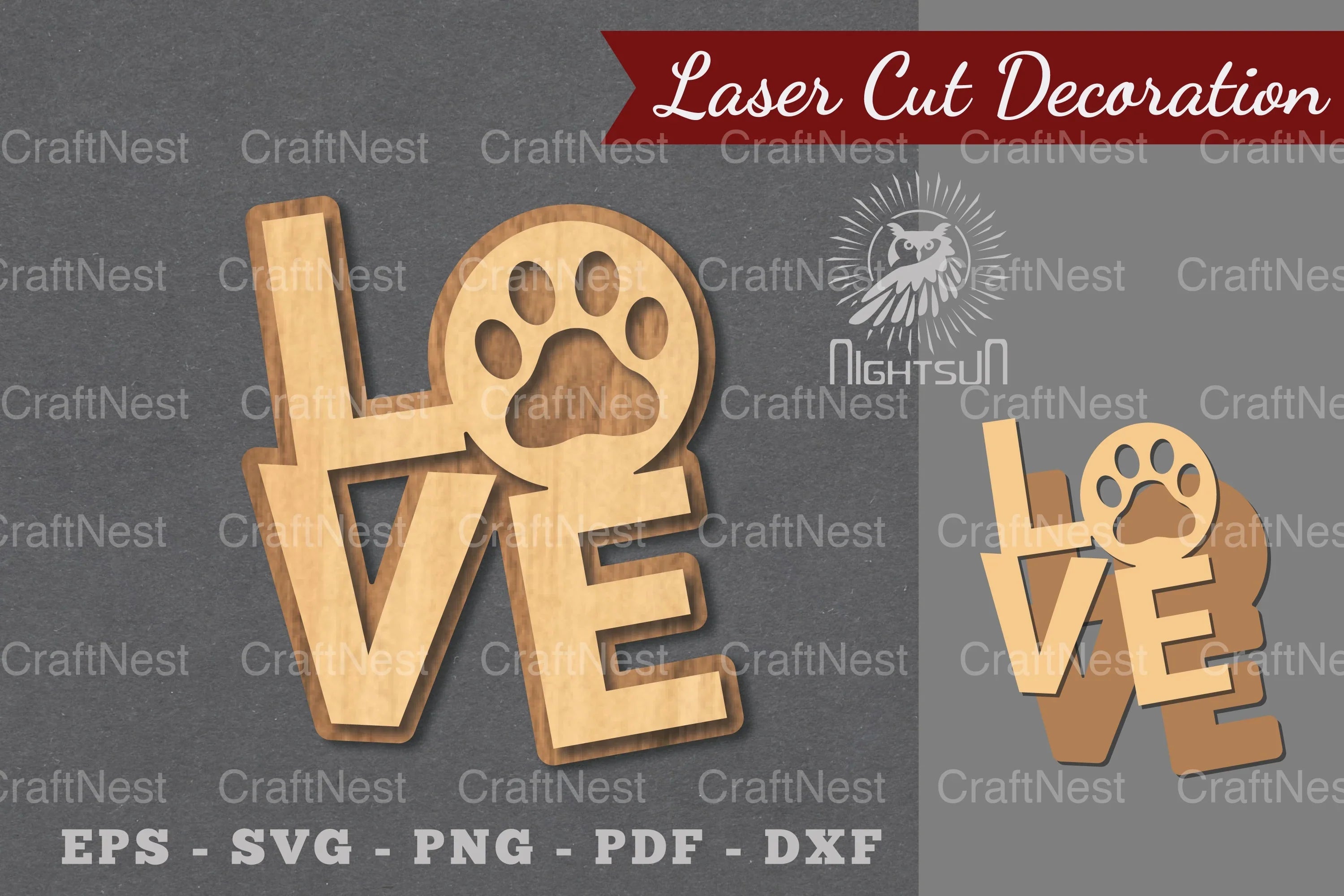 Love Paw Laser Cut Decoration - Clipart Bundle - CraftNest - Digital Crafting and Art