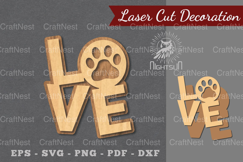 Love Paw Laser Cut Decoration - Clipart Bundle - CraftNest - Digital Crafting and Art