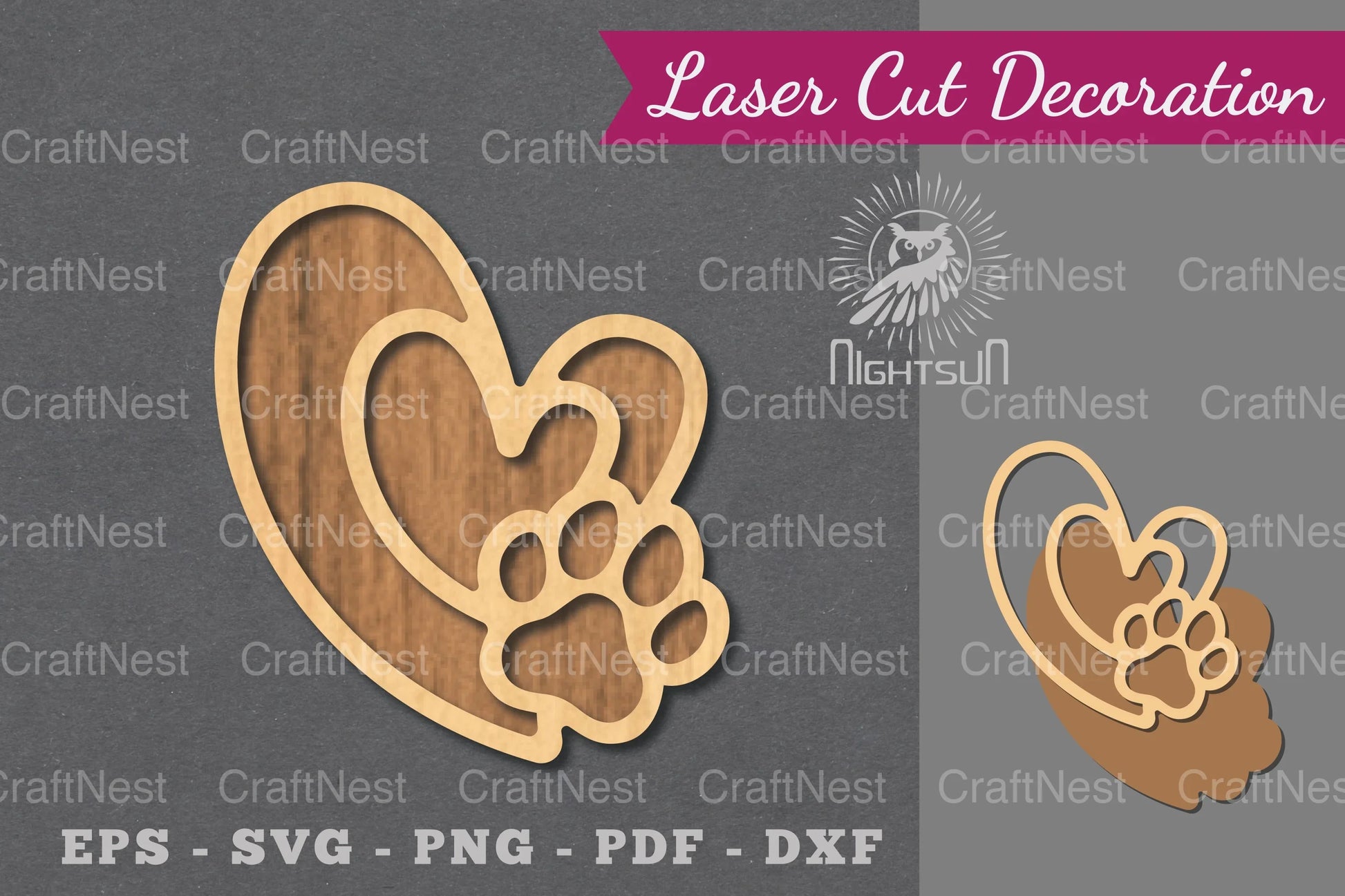 Love Paw Laser Cut Decoration Bundle - CraftNest - Digital Crafting and Art