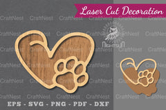 Love Paw Laser Cut Decoration Bundle - CraftNest - Digital Crafting and Art