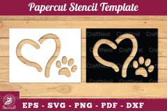 Love Paw Paper Cut Stencil Clipart Bundle - CraftNest - Digital Crafting and Art