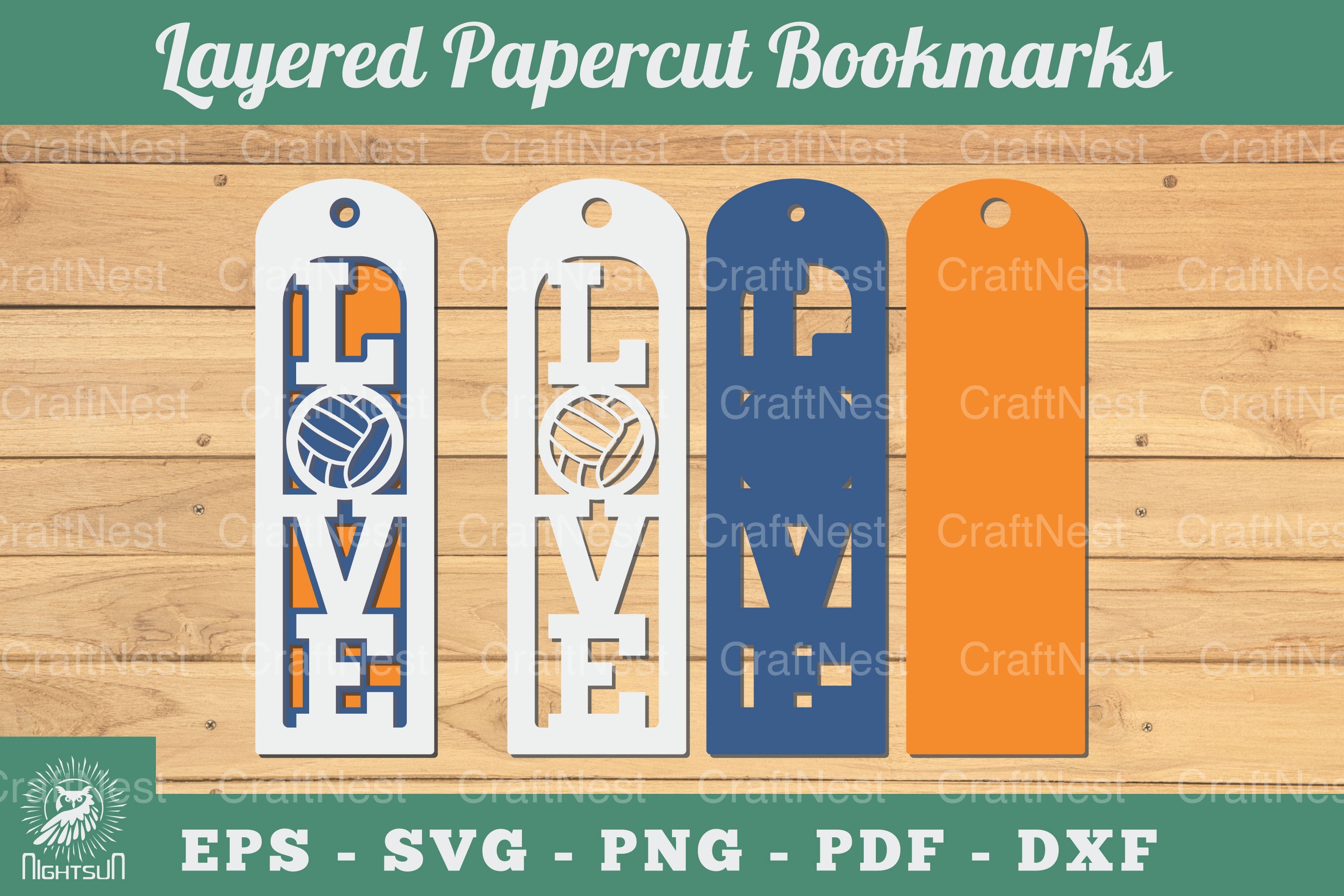 Love Volleyball 3D Papercut Bookmarks Bundle - CraftNest - Digital Crafting and Art